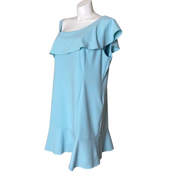 Julia Jordan One Strap Ruffle Shoulder Dress, Light Blue Women's Size 20W - Picture 7 of 10